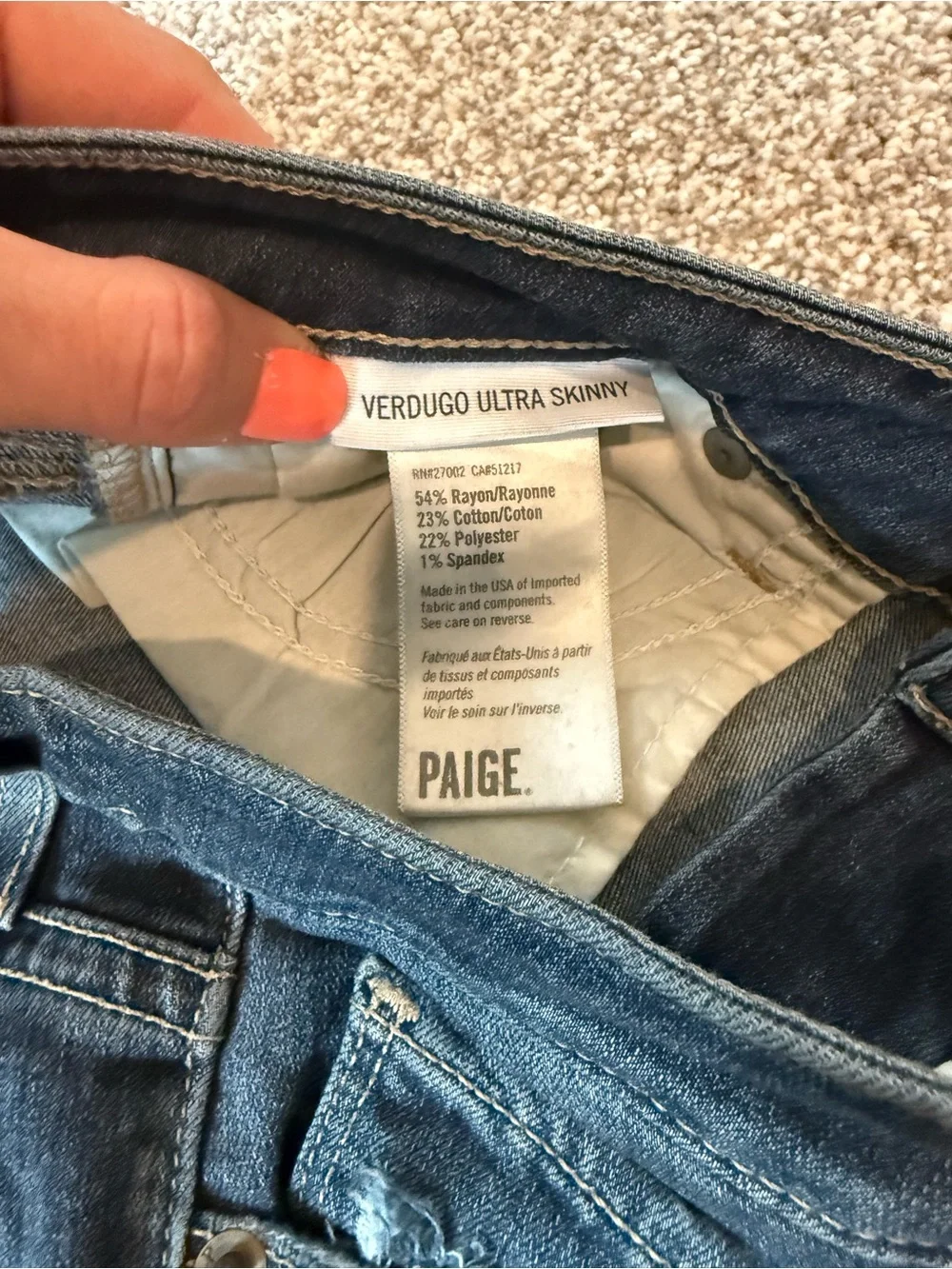 PAIGE Indigo Skinny Jeans with Light Distressing